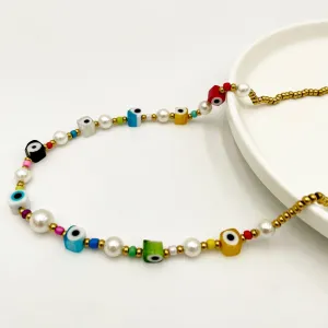 Wholesale Candy Color Glass Eyeball Necklaces