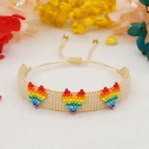 Wholesale color bohemian national wind rainbow love beads hand-woven bracelets JDC-gbh258