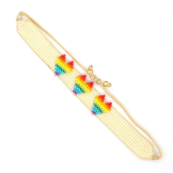 Wholesale color bohemian national wind rainbow love beads hand-woven bracelets JDC-gbh258