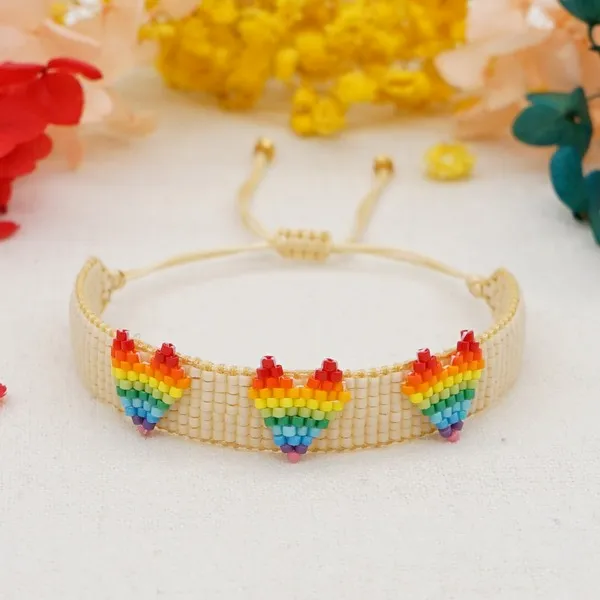 Wholesale color bohemian national wind rainbow love beads hand-woven bracelets JDC-gbh258