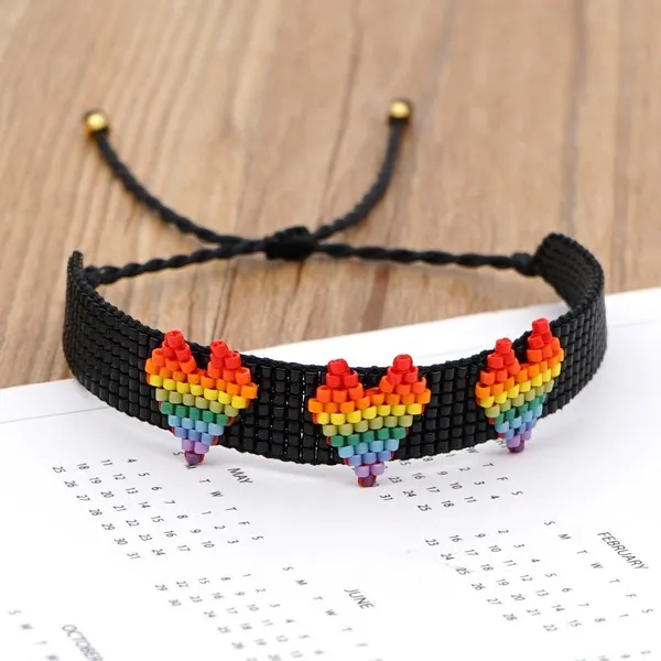Wholesale color bohemian national wind rainbow love beads hand-woven bracelets JDC-gbh258