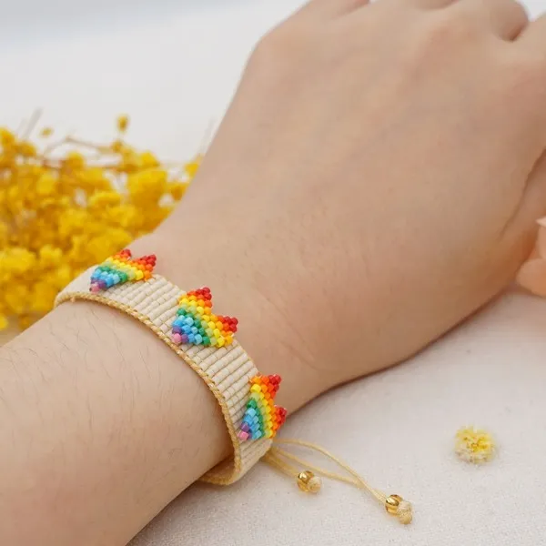 Wholesale color bohemian national wind rainbow love beads hand-woven bracelets JDC-gbh258