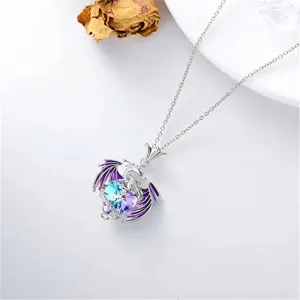 Wholesale Colorful Heart Crystal Metal Necklaces