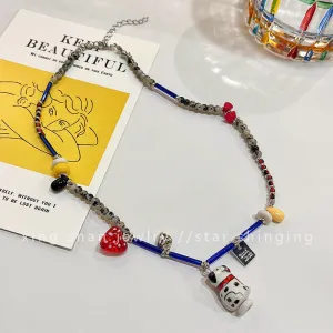 Wholesale Design All-match Contrast Color Commuter Dalmatian Colorful Beaded Necklaces