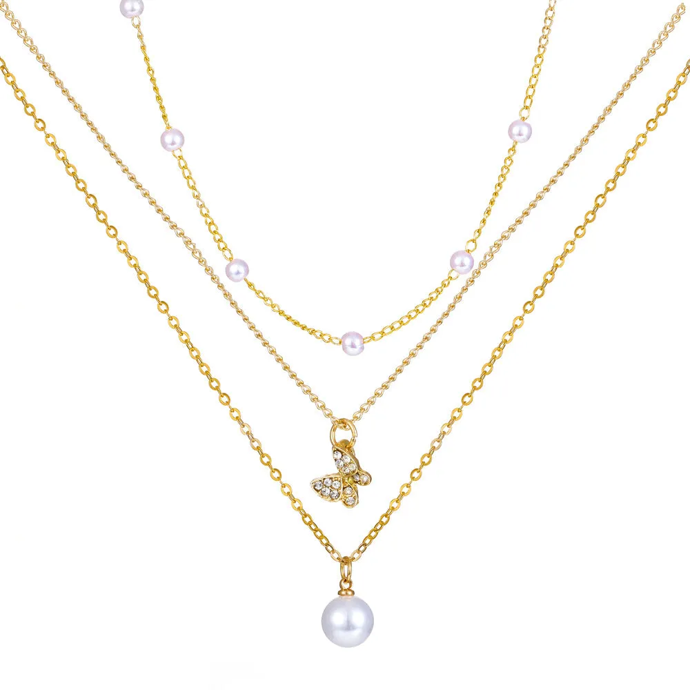 Wholesale Heart Multilayer Pearl Necklaces