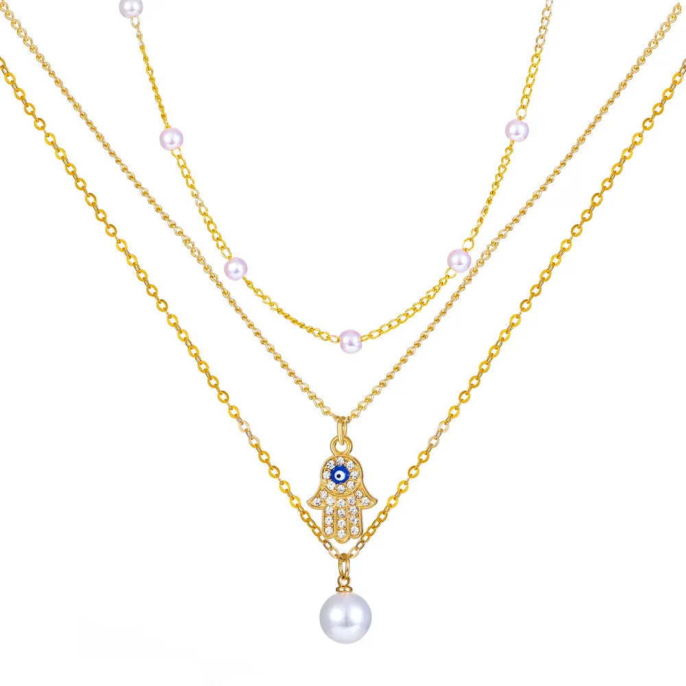 Wholesale Heart Multilayer Pearl Necklaces