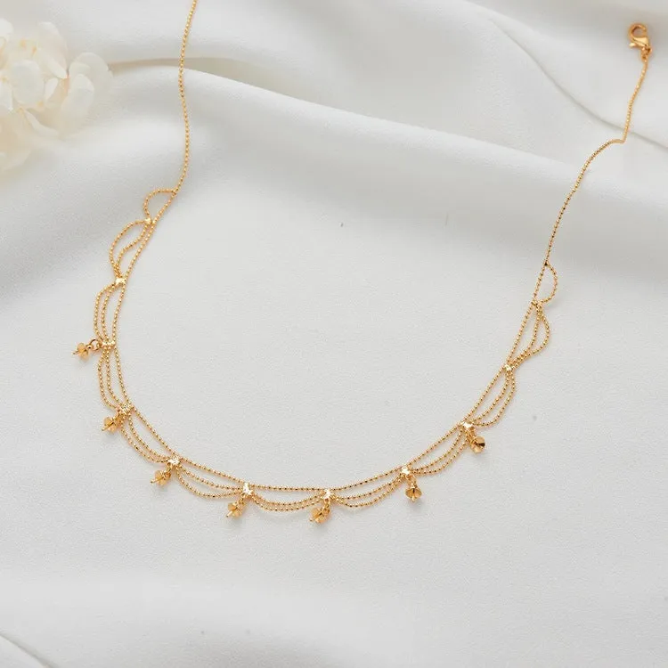Wholesale Multi-layer 14K Gold DIY Tassel Pearl Necklace Clavicle Chain