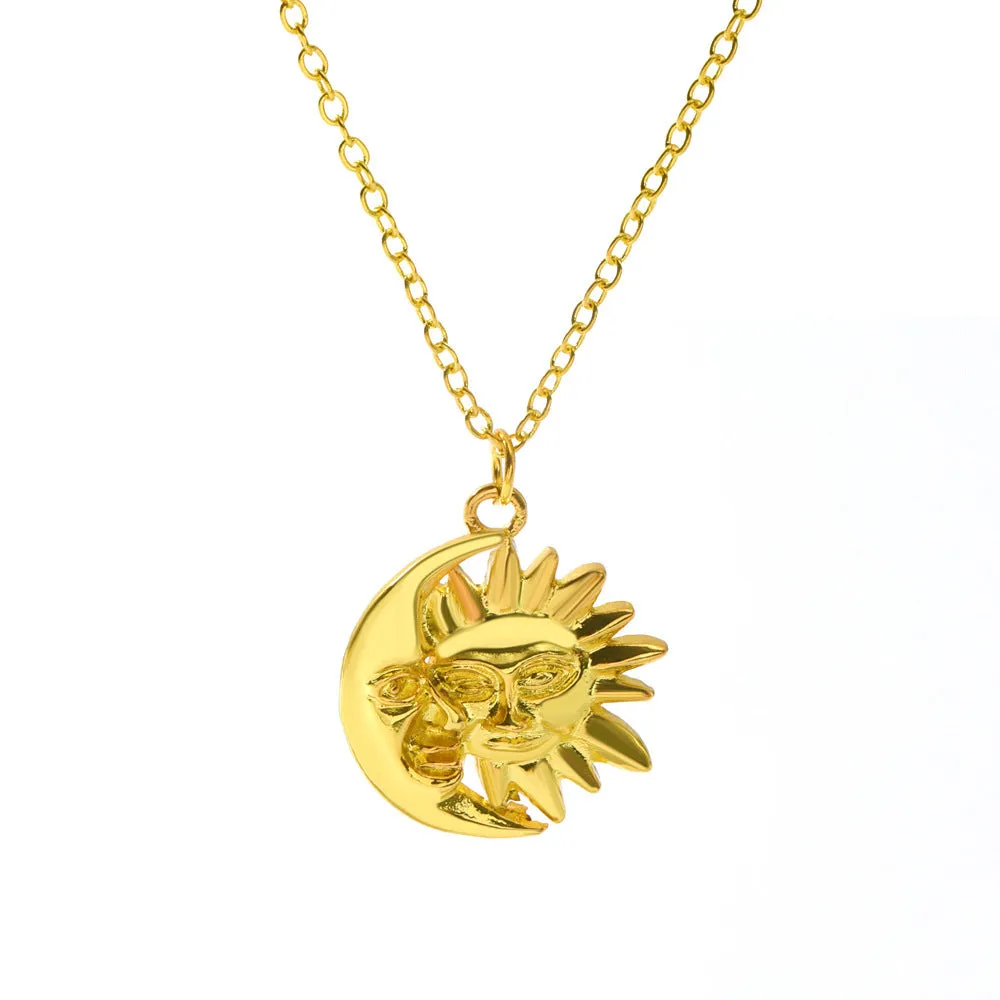 Wholesale Opal Sun Moon Alloy Necklaces
