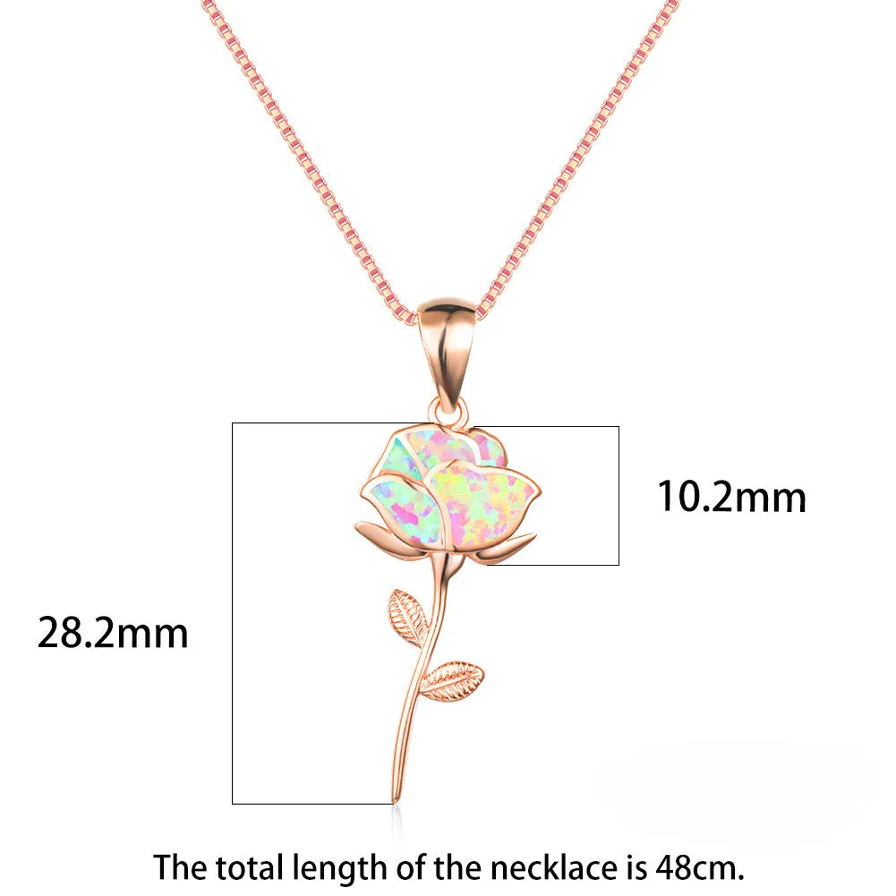 Wholesale Purple Opal Rose Flower Copper Necklaces