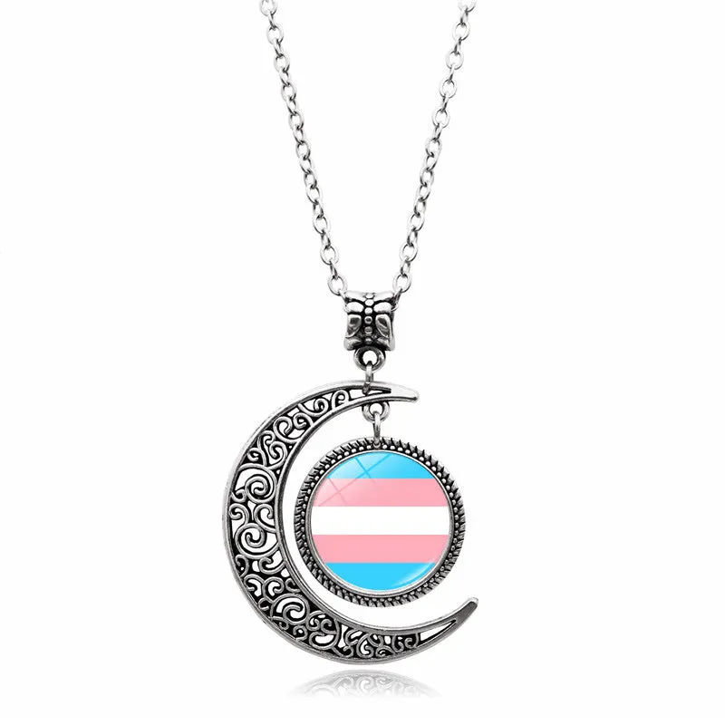 Wholesale Rainbow Moon Pendant Necklaces