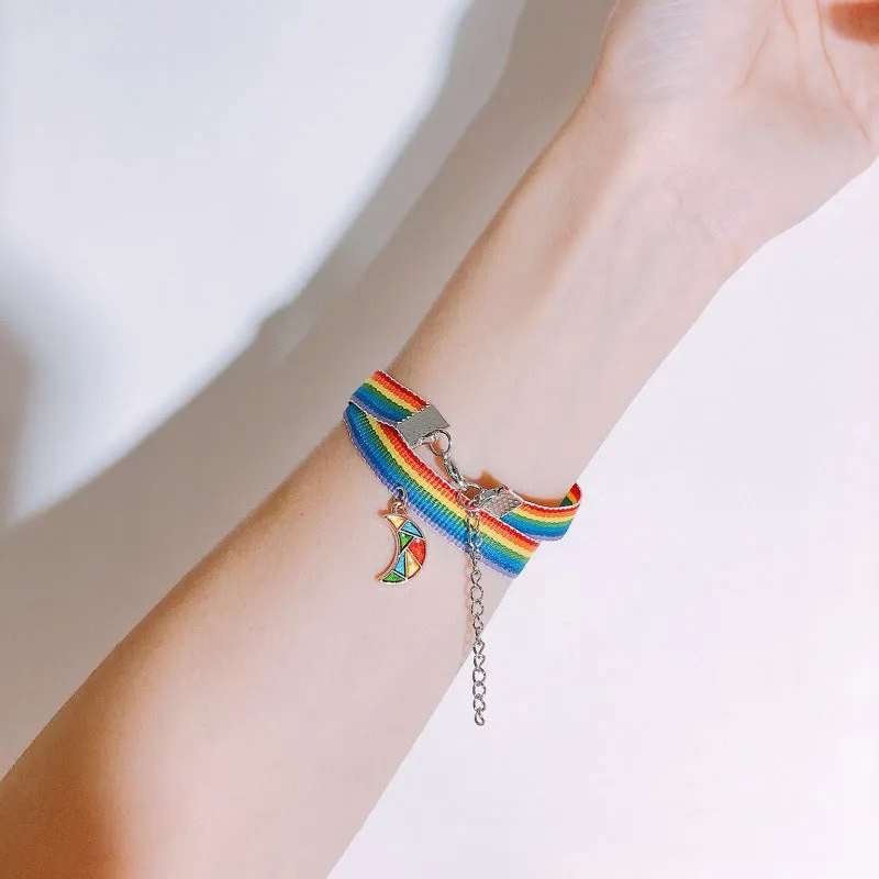 Wholesale Rainbow Webbing Multicolor Gradient Necklaces