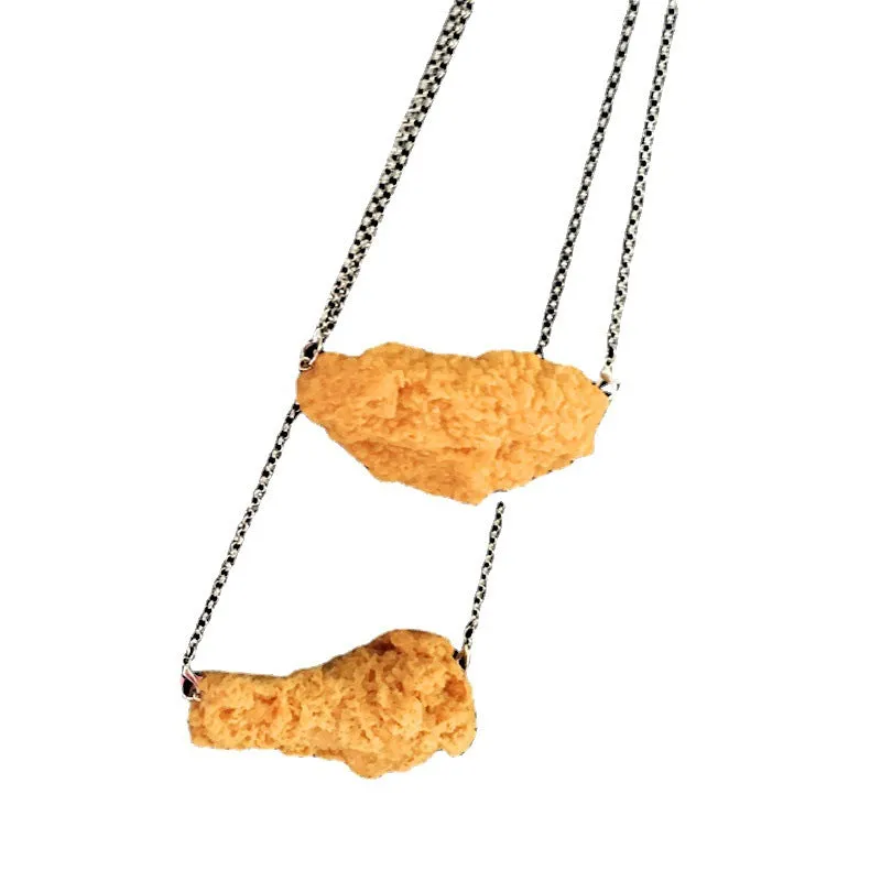 Wholesale Resin Handmade Fried Chicken Wings Necklace Simulation Grilled Necklace