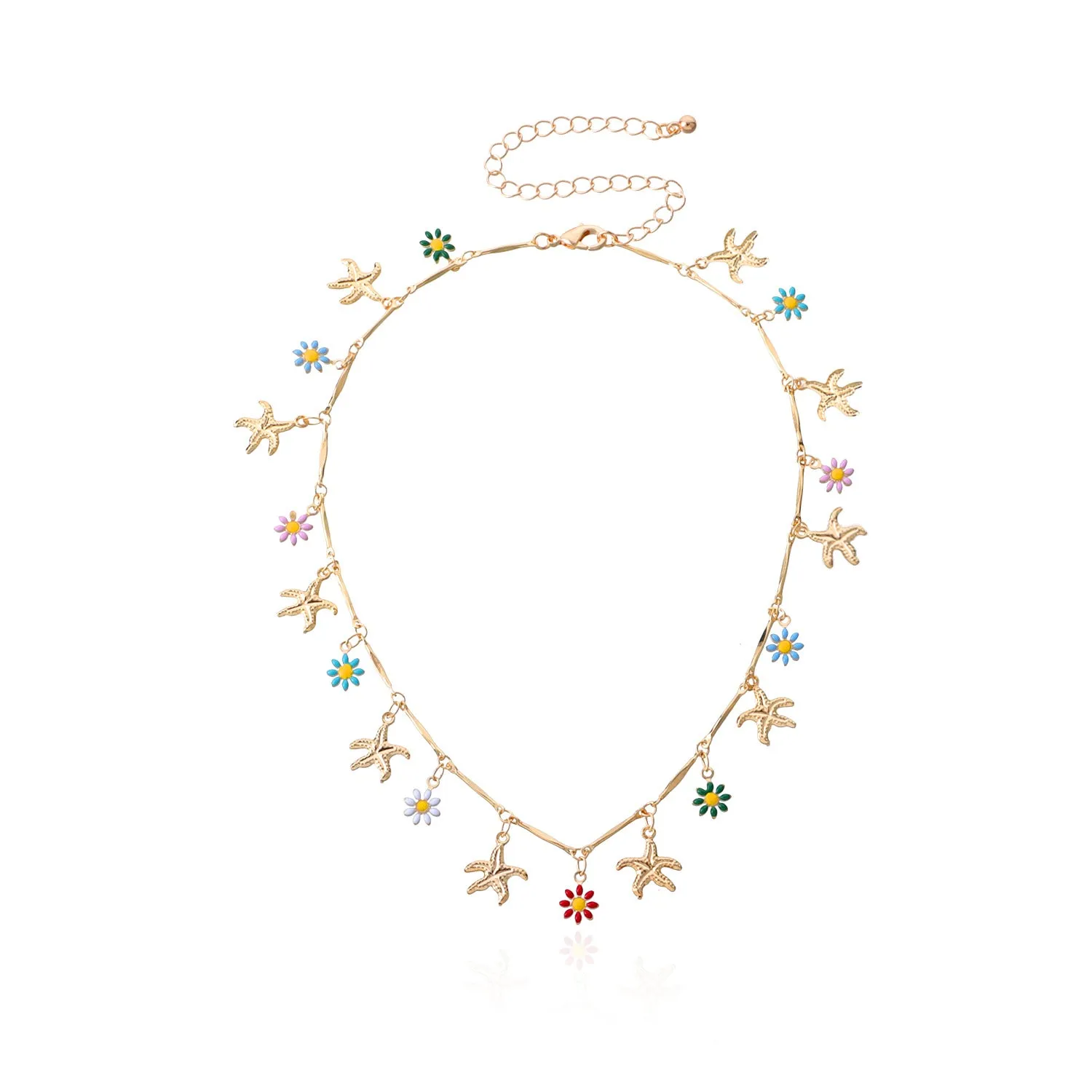 Wholesale Starfish Flower Alloy Necklaces