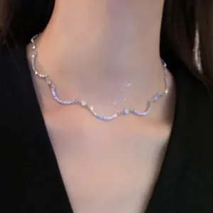 Wholesale Ultra Flash Zircon Wave Alloy Necklaces