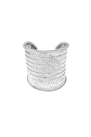 Woven Silver Cuff Bangle
